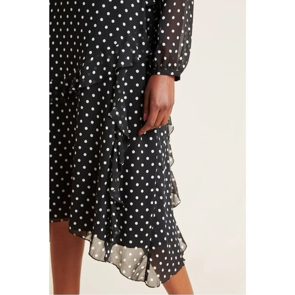 Anthropologie Black and White Polka Dot Long Sleeve Dress - Picture 3 of 7